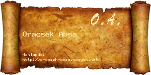 Oracsek Absa névjegykártya